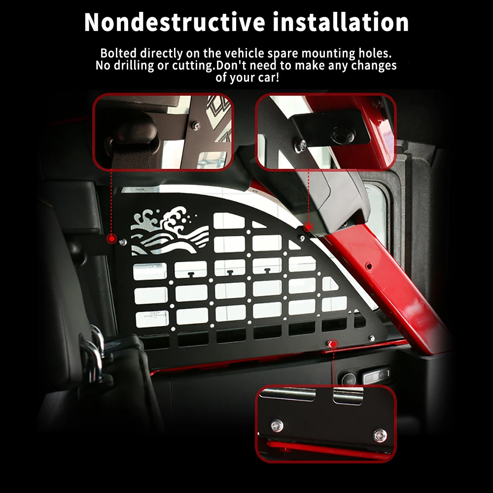 Rear Window Molle Panel Modular Storage Panel System Rear Window Protective Decoration for 2018-2023 Jeep Wrangler JL 4 Doors, Driver side