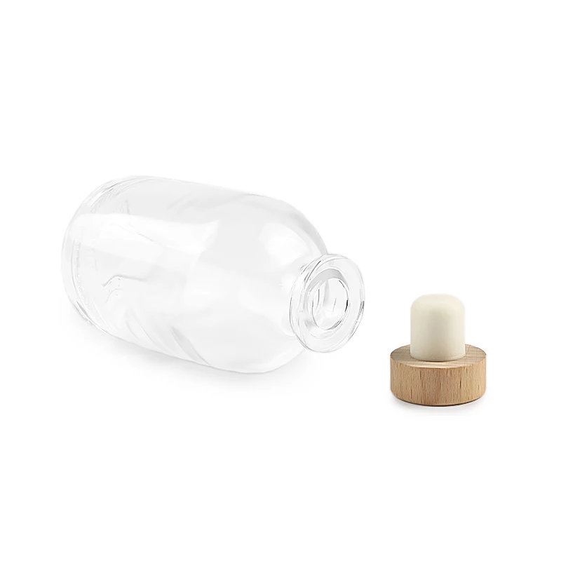 Free Sample 250ml 350ml 500ml Empty Glass Bottle for Liquor Ratafee Glass Bottles with Wood Cork