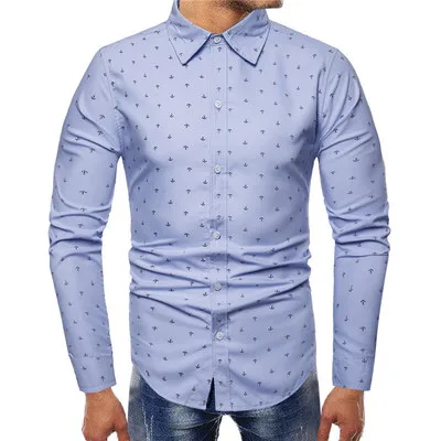 Shirt Casual Anchor Print Long Sleeves 