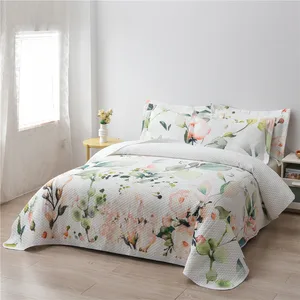 New Floral Design Customized Bedding 3 Piece Coverlet Sets Quilt Bedspread Set