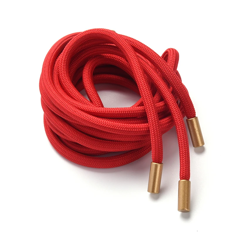Custom Recycled Polyester Hoodie Strings 5MM Drawstring with Printed Logo Metal Tips for Garments & Shoes/Bags