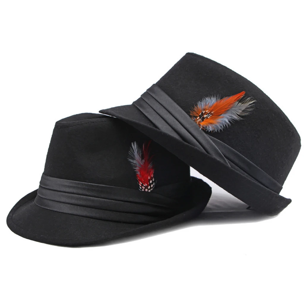 Classic Black Fedora Hats For Men With Satin Bands Perfect For