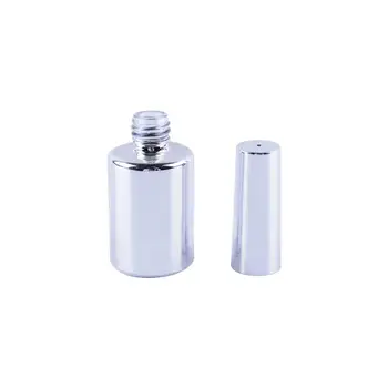 Hot Selling Silver Electroplated Gel Nail Polish Light-Shielding with Brush Silver Cap Empty Cylinder Glass Bottle Packaging