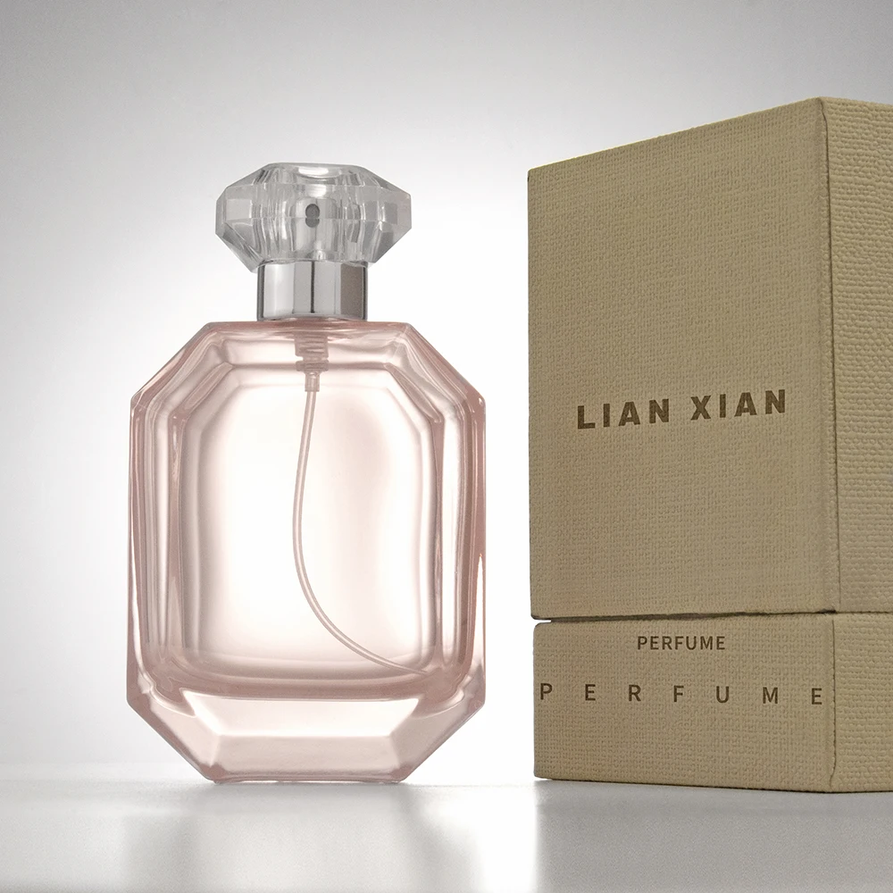 100ml 50 ml Hexagon Empty Glass Custom Women Pink Perfume Bottle