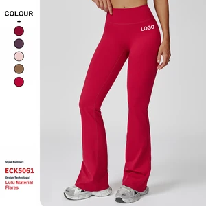 Custom High Quality High Waist Yoga Pants Tight Wide Leg Flared Pants Women Running Sports Fitness Yoga Pants