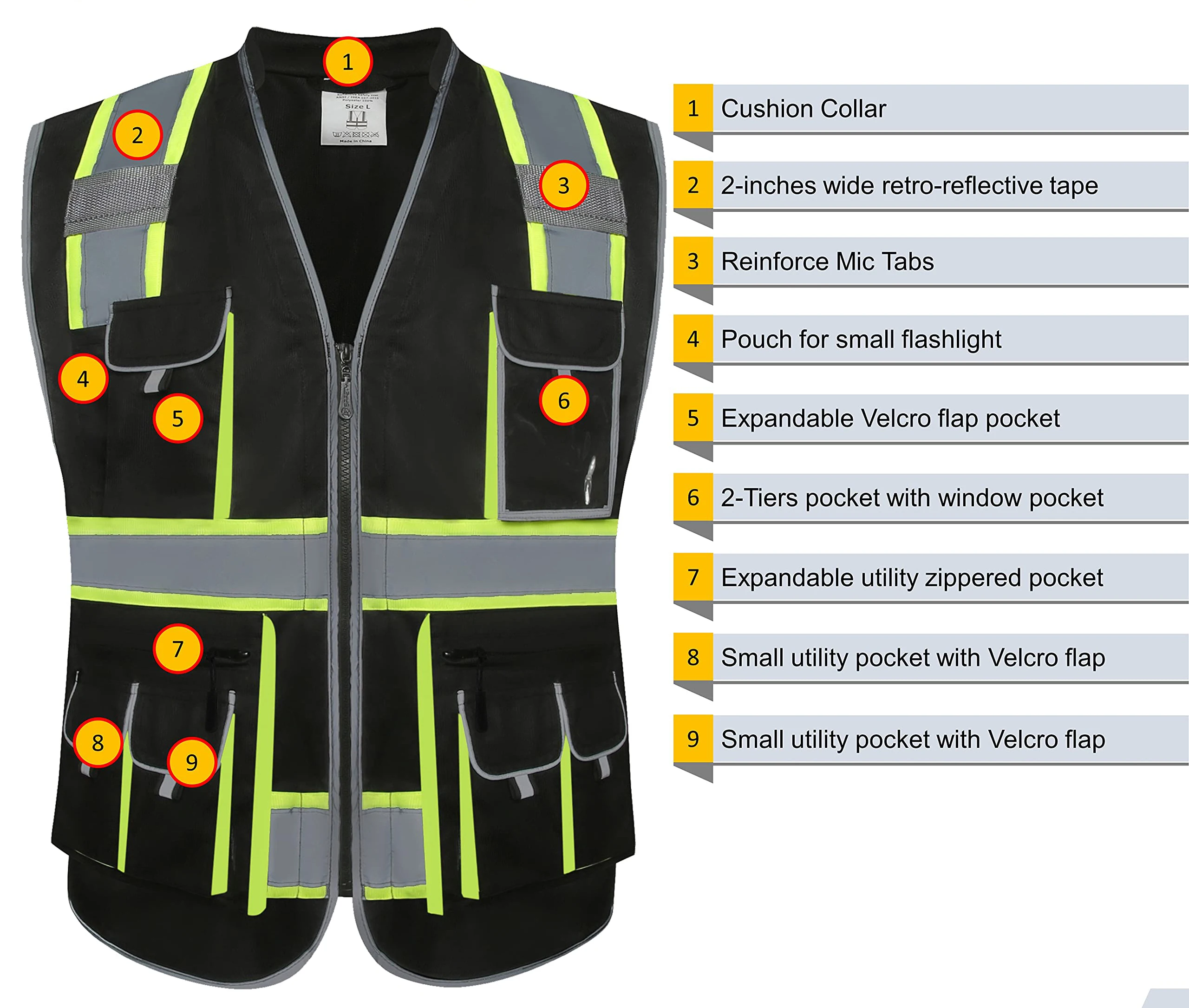 Dílse Oibre Ard-Infheictheachta na Síne Le Pócaí Uirlisí Monaróirí \u0026  Soláthraithe \u0026 Monarcha - Ceannaigh Vest Oibre Ard-Infheictheachta Le Pócaí  Uirlisí - Topmatched, image size:2560x2170