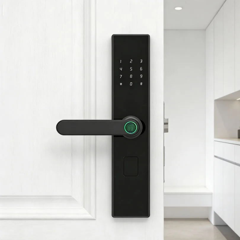 ล็อกอัจฉริยะแบบด้ามจับแข็งแรง ล็อกประตูอัตโนมัติเพื่อความปลอดภัย พร้อมระบบไบโอเมตริกซ์สำหรับปลดล็อกด้วยลายนิ้วมือ ล็อกอัจฉริยะสำหรับประตูภายในแบรนด์ Kaisstar