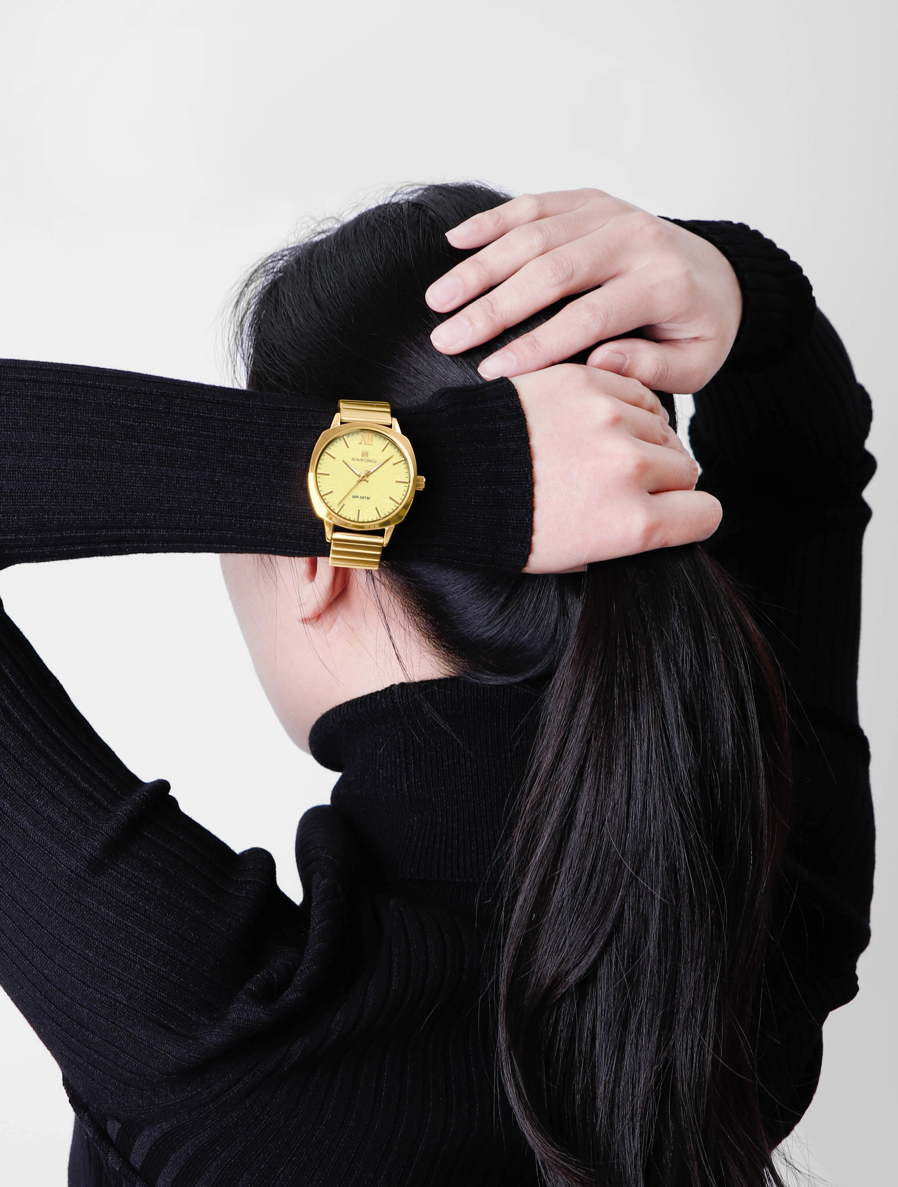 NAVIFORCE 5044 Women's Watches Quartz Watch Waterproof Stainless Steel Strap Rose Gold Watch for Women Luxury Ladies Wristwatch