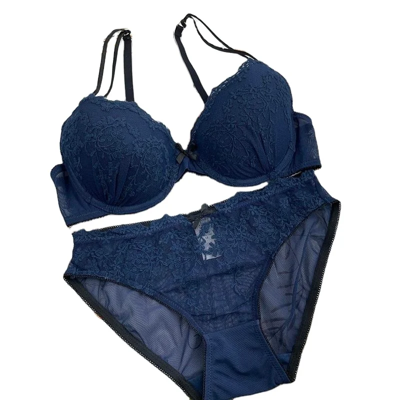 Dark Blue Printed Pure Cotton Bra Panty Set at Rs 125/set