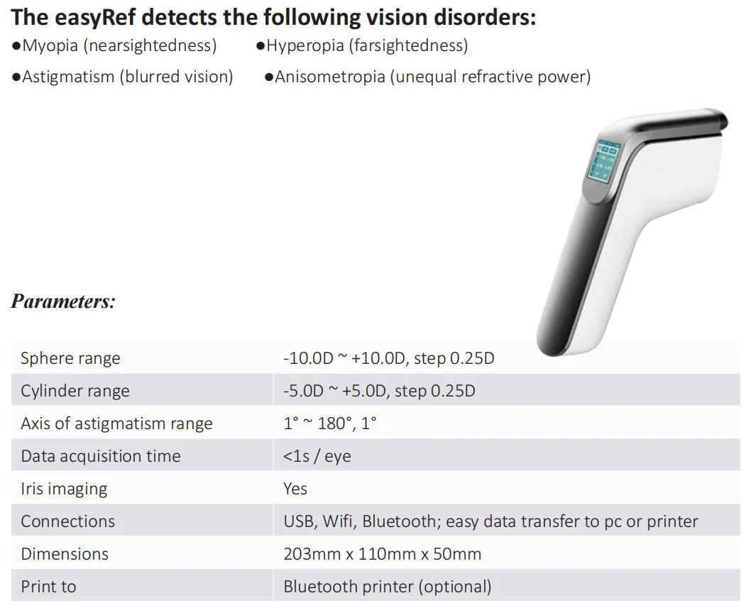 HAR-1000 Simple, Portable, Handheld Automatic Keratometer with Functions Including Rapid Vision Screening and Eye Examinations.