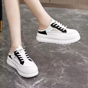 KT2661 Women's Fashion Trend Heightening Walking Style Shoes for Summer Autumn Spring Breathable Mesh Lace-Up Closure Anti-Slip