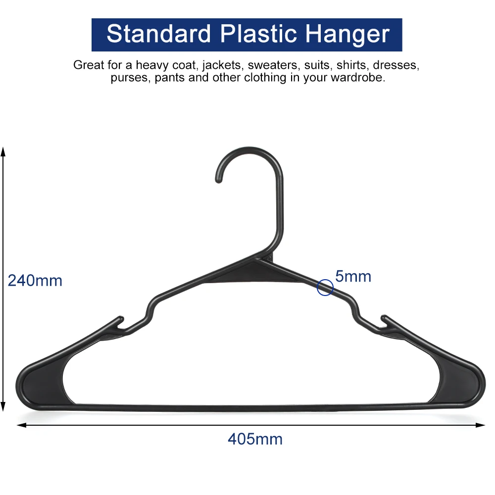 White Plastic Hangers for Clothes - Space Saving Notched Hangers - Durable  and Slim - Shoulder Grooves