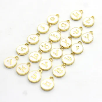 100pcs/bag Double Sided Enamel Assyrian Alphabet Charms Christianity Assyrian Jewelry  Letter Charms for Baby Pins/Bracelet