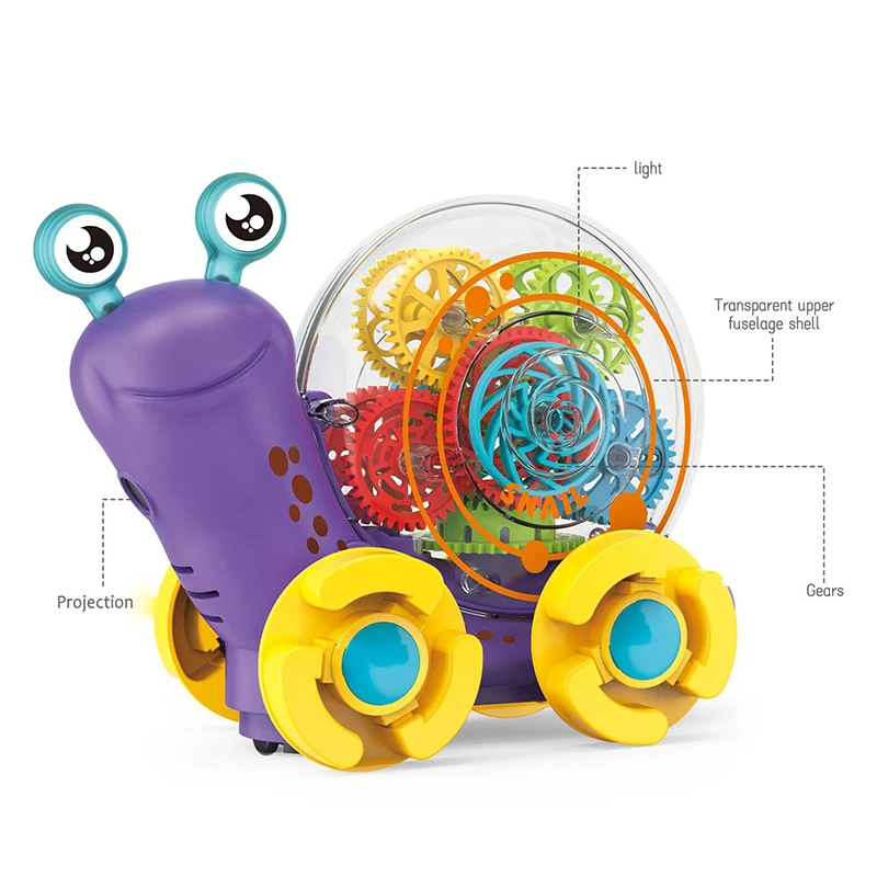Electric Universal Transparent Gear Snail Toy - 360° Rotating