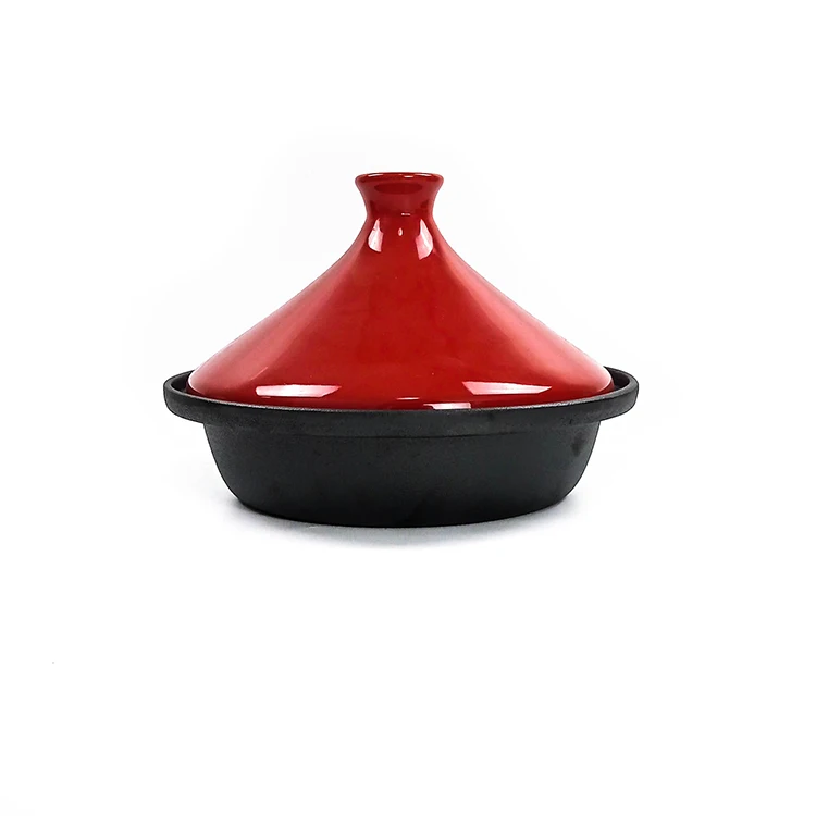 Moroccan Tajin Pot Cast Iron Tajine Pot With Red Ceramic Hat Cast Iron