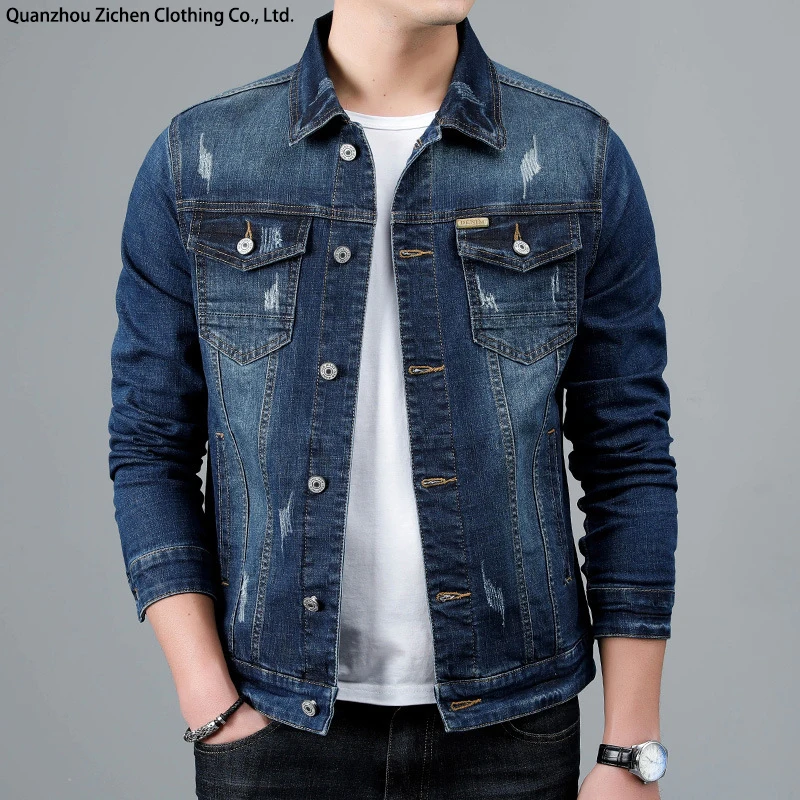 2024 Spring New Men's Casual Cotton Denim Jacket Classic Style Fashion Slim Washed Retro Blue Jeans Coat Male Brand_voghion.com
