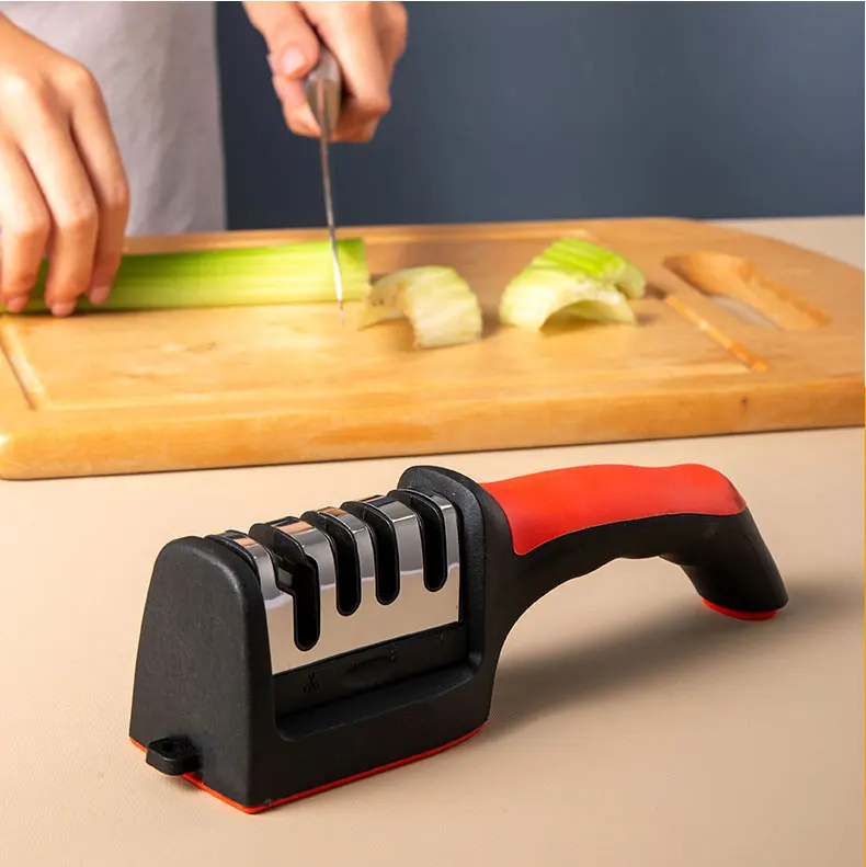 Kitchen 3/4-Segment Knife Sharpener Household Multi-Functional Hand-Held 3/4-Purpose Black Sharpening Stone