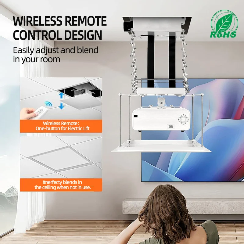 100CM 150CM  Motorized Projector Ceiling Mount Lift with Remote Control Factory