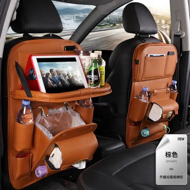 Car Seat Organizer+Car Trash Can, Backseat Car Organizer, Protector Kick  Mats for Kids, Table Tray, Foldable Dining Table with iPad and Tablet Holder,  Travel Accessories Organizer (1 Pack) 