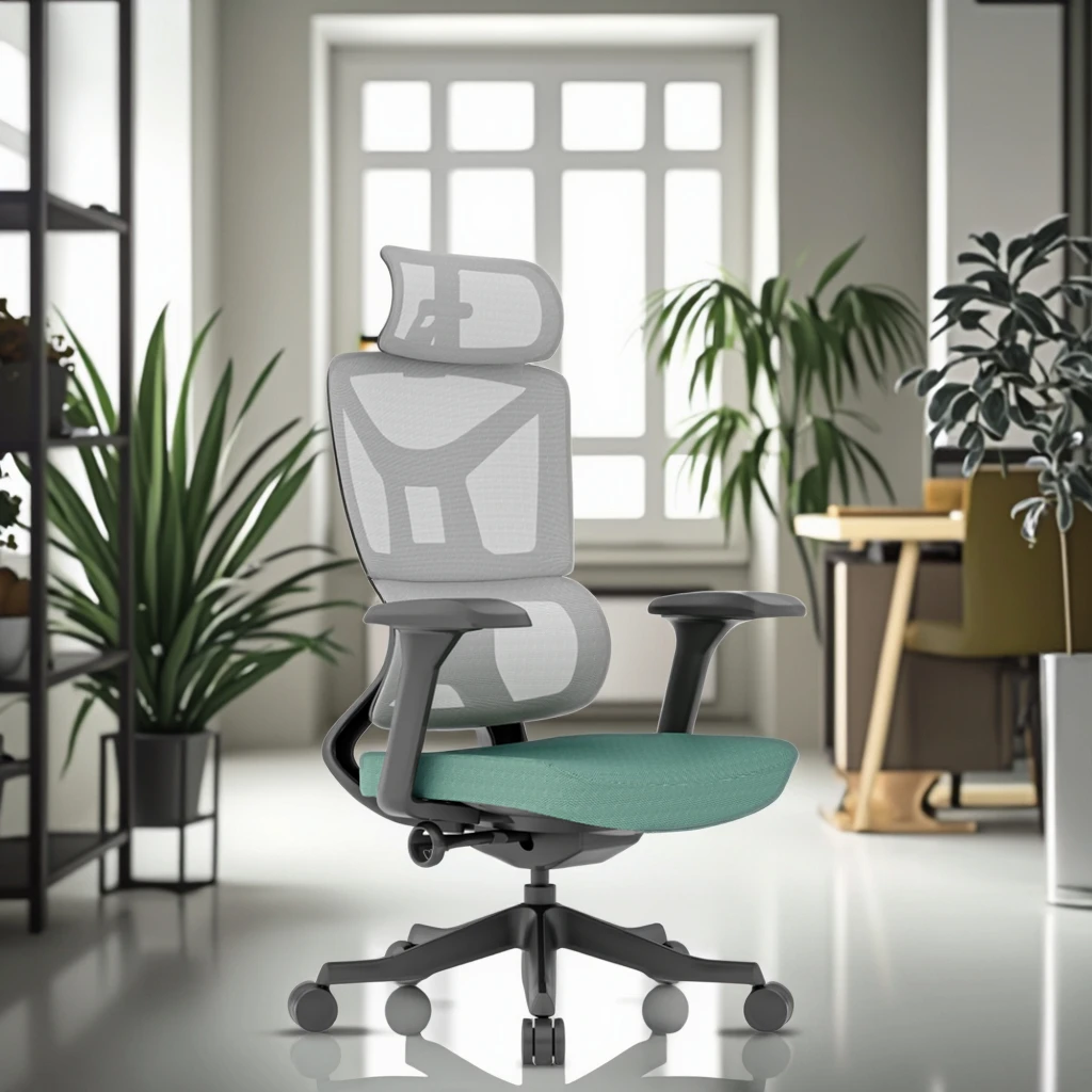 PP Frame Dual Back Support Ergonomic Chair Height Adjustable Headrest Wide Fixed Armrest Durable Construction 3