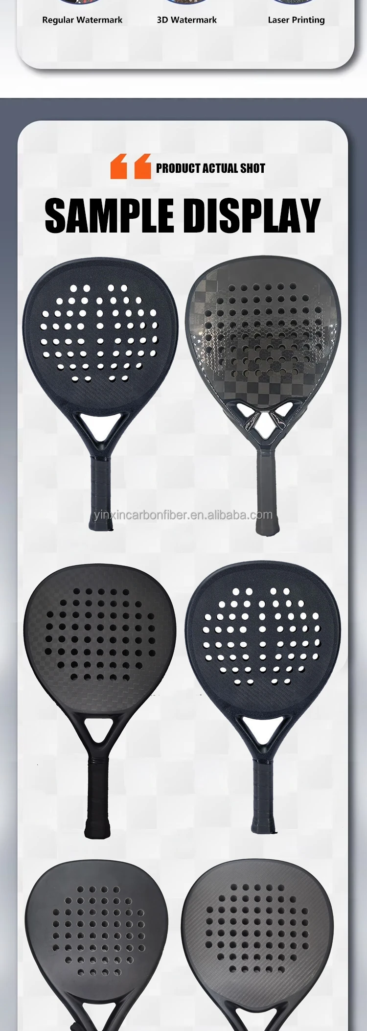 2026 CN Factory Custom logo and Color High Quality 3K/12K/18K/24K Carbon Fiber Paddle Racket