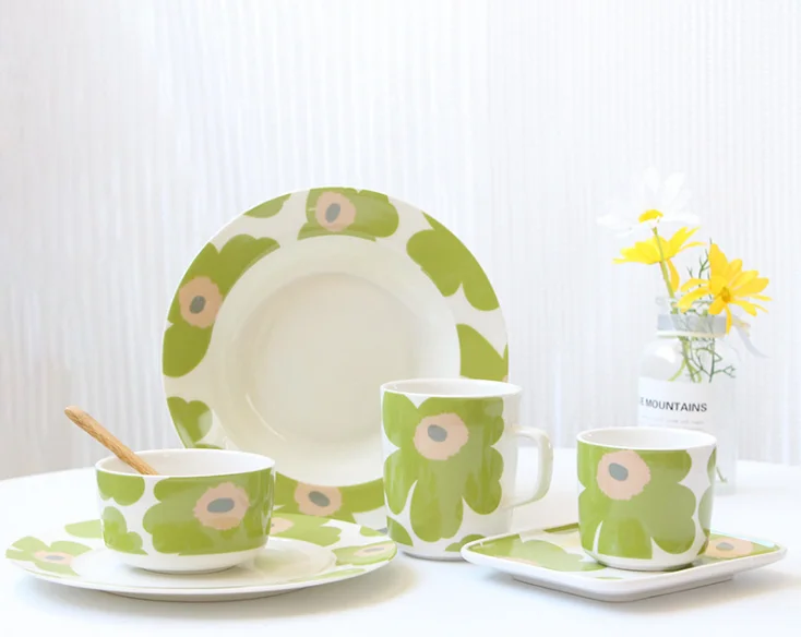 Finland Tableware Flora Tableware Korean Ceramic Plate New Bone China Dinner Set