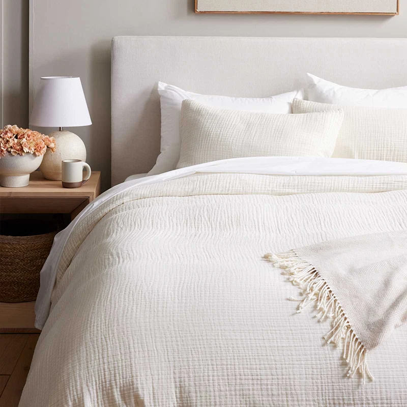 Sản phẩm bán chạy: Bộ đồ giường hai lớp sợi 100% cotton, bộ ga trải giường và vỏ chăn bông tùy chỉnh