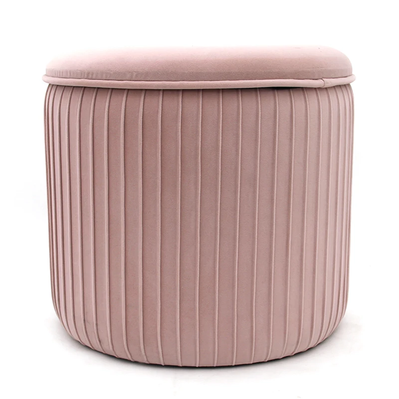 French pink Pouf Velvet Storage Ottoman Beauty Living Room Stool pink Velvet Round Pouf Ottoman