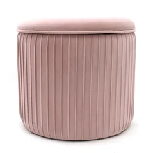 French pink Pouf Velvet Storage Ottoman Beauty Living Room Stool pink Velvet Round Pouf Ottoman