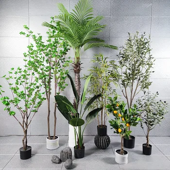 SN-V0015 Wholesale new style indoor decoration ornamental fake large tall nordic bonsai plants artificial plastic olive tree