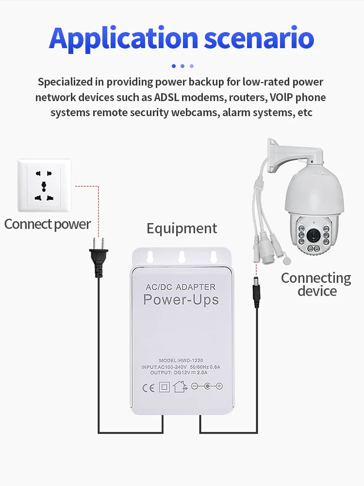 Mini 1200mAh UPS Uninterruptible Power Supply AC 100V/240V DC 12V 2A Output 24W for Wifi Router CCTV Camera Battery Replacement