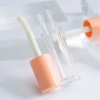 Custom logo 4ml Orange Empty Plastic Lipgloss Lip Balm Liquid Blusher Tubes with Big Foot Deo
