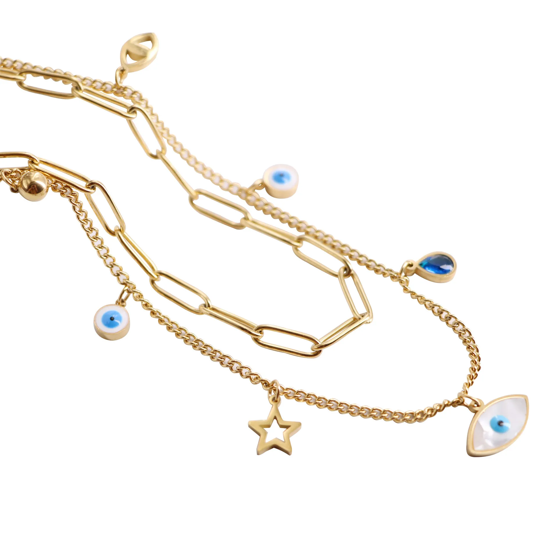 Двухслойное ювелирное ожерелье из титановой стали с 2-дюймовым удлинителем, вакуумным ионным покрытием и эмалевым 1696905