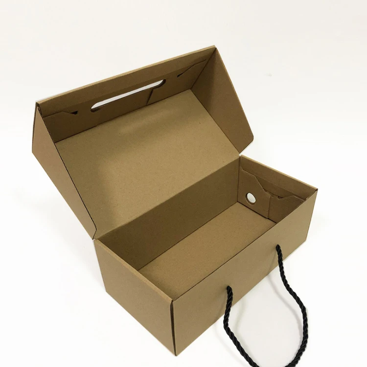 Download Customized Own Logo Gift Mailer Shipping Box Foldable Brown Kraft Paper Shoe Boxes With Handle Buy Custom Shoe Box With Logo Shoe Boxes With Custom Logo Paper Bags With Your Own Logo Product