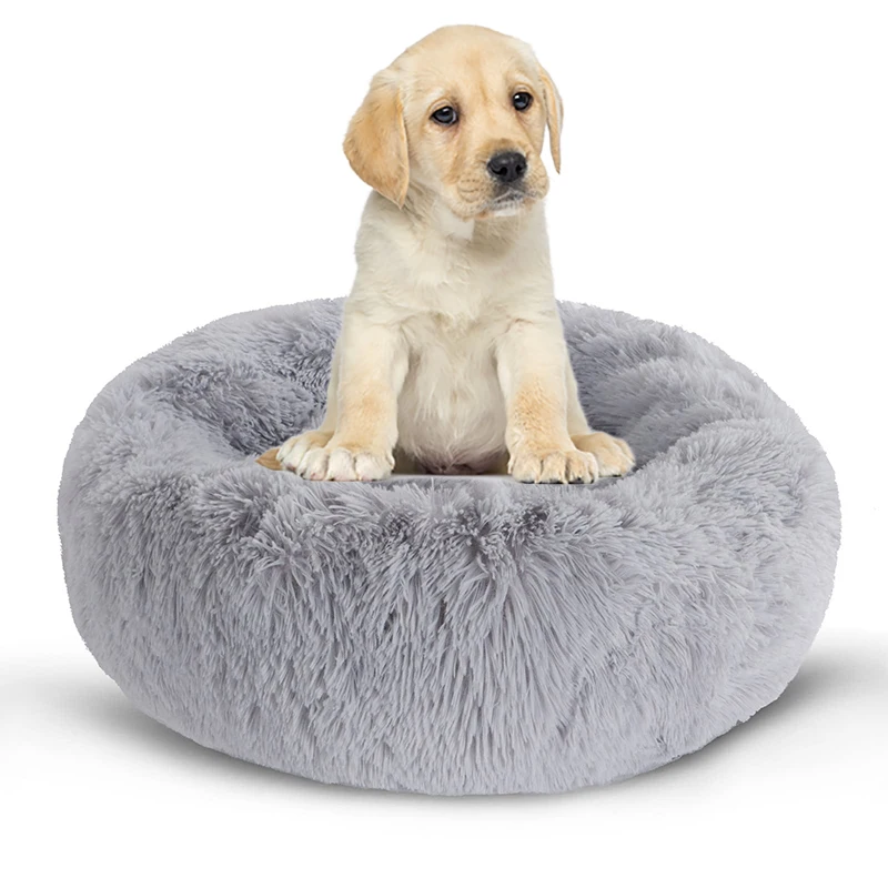 Wholesale pet supplies anti anxiety washable fluffy luxury xxl waterproof cat pet donut dog calming bed for dog