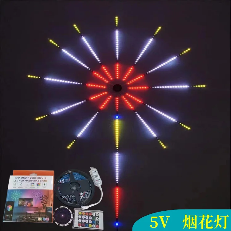 App Remote Control Music Sync Dream Color Rgb Smart Firework Led Strip Light Christmas Party Decoration Fire Work Led Lights