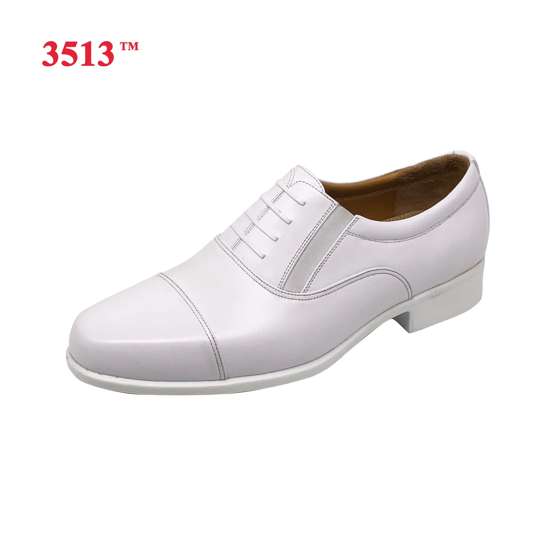 White Genuine Leather Formal Dress Officers Navy Shoes Men