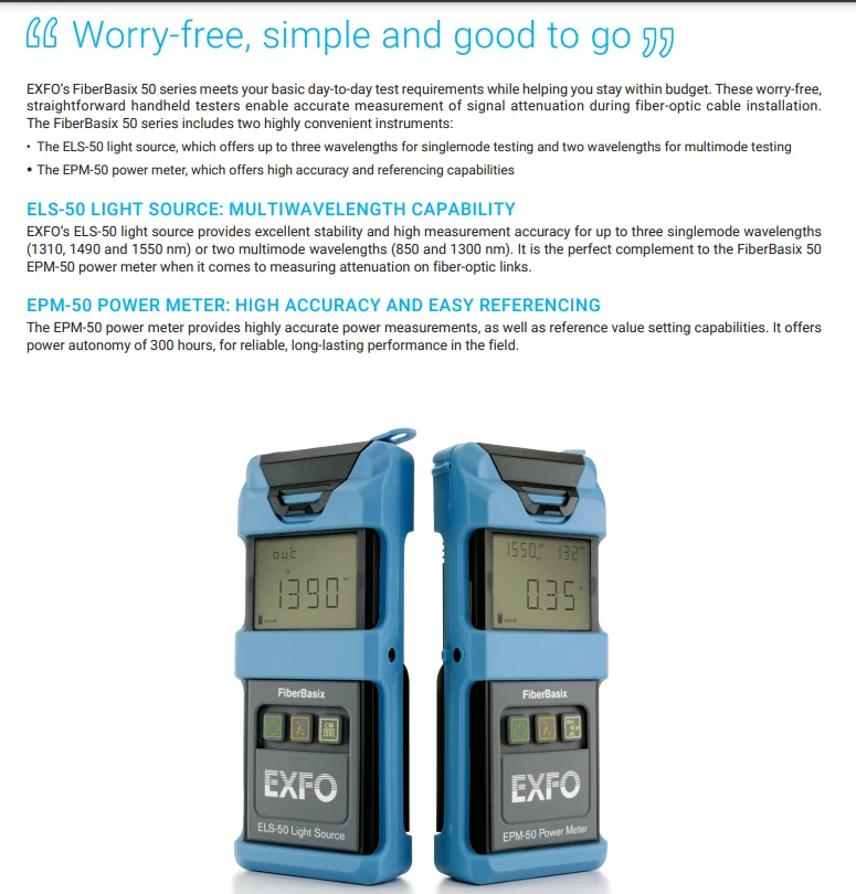 New Arrival Fiberbasix 50 Handheld Testers Els 50 Light Source Or Epm