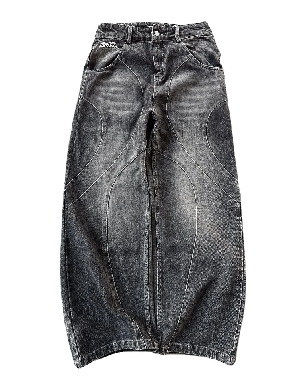 Salati High Quality Oem Custom Oversized Straight Wide Leg Wash Vintage Distressed Bootcut Flared Baggy Jeans Denim Pant for Men