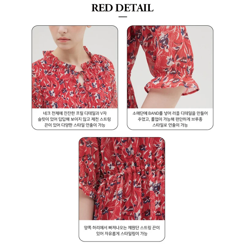 Designed In Korea IntheK NNF Summer Flower Chiffon Dress 2 Styles Casual Beach Vacation Lightweight Women Midi Floral Dress