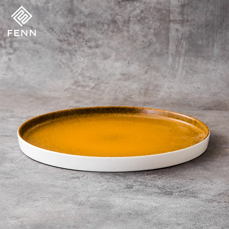 product fenn 12 fashion nordic custom logo restaurant dinning steak slald  plates reactive ceramic colored plates hotel porcelain plate-58