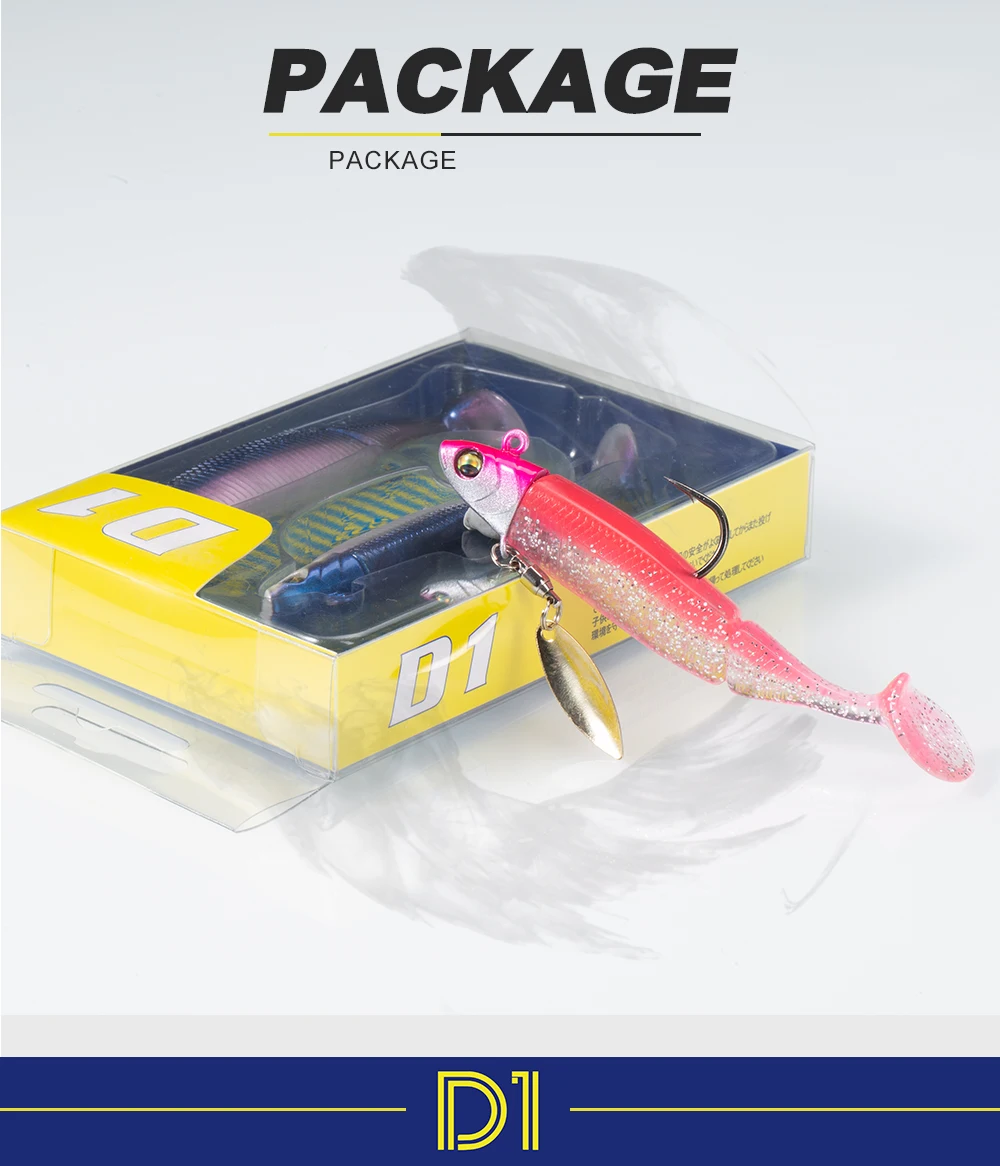 15g 85mm Sinking Jig Head Metal Sequin Soft Tail Long Straight Shank Hook Soft Plastic Fishing