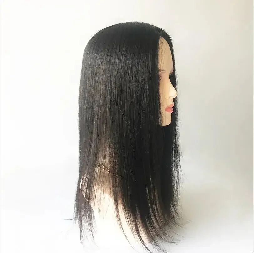 Postiche en cheveux humains vierges européens avec clips pour femmes 12x13CM_voghion.com