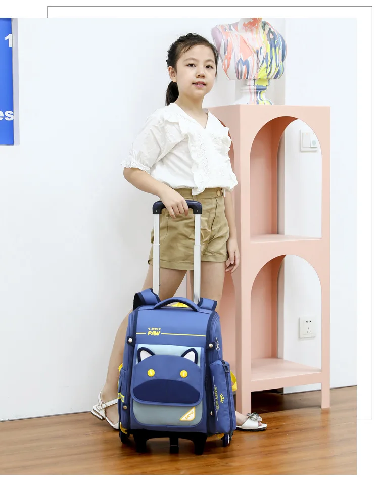 Primary student school bag Kids waterproof wheeled school trolley backpack with wheels Alibaba