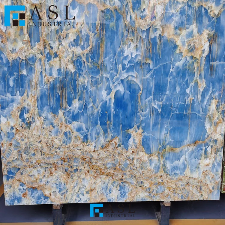 Blue onyx floor tile gold onyx natural stone slab tile