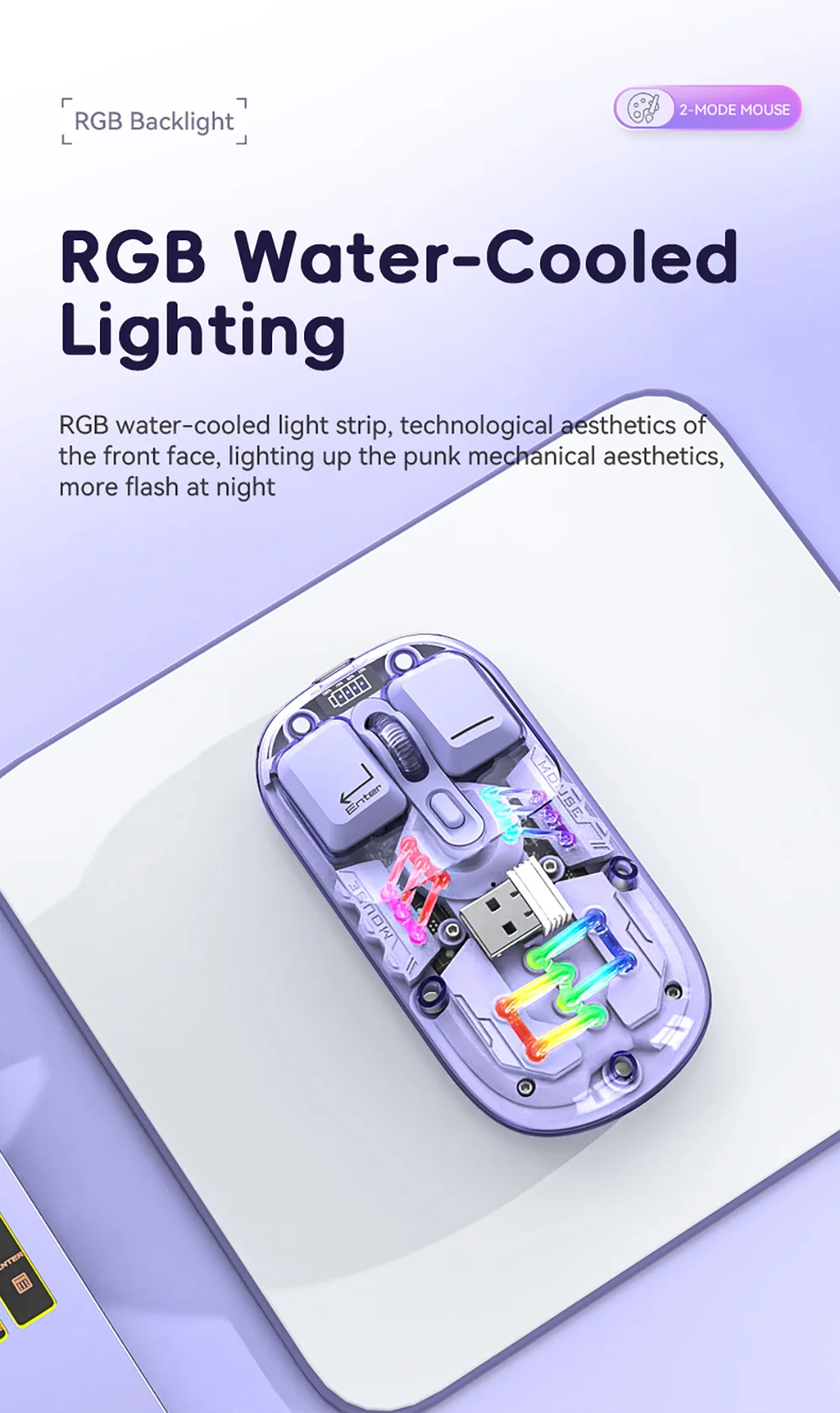 Honey Peach Wireless PC Mouse 1600DPI BT5.0 2.4G Dual Mode Connection for Computer Compatible with Windows Android Mac OS