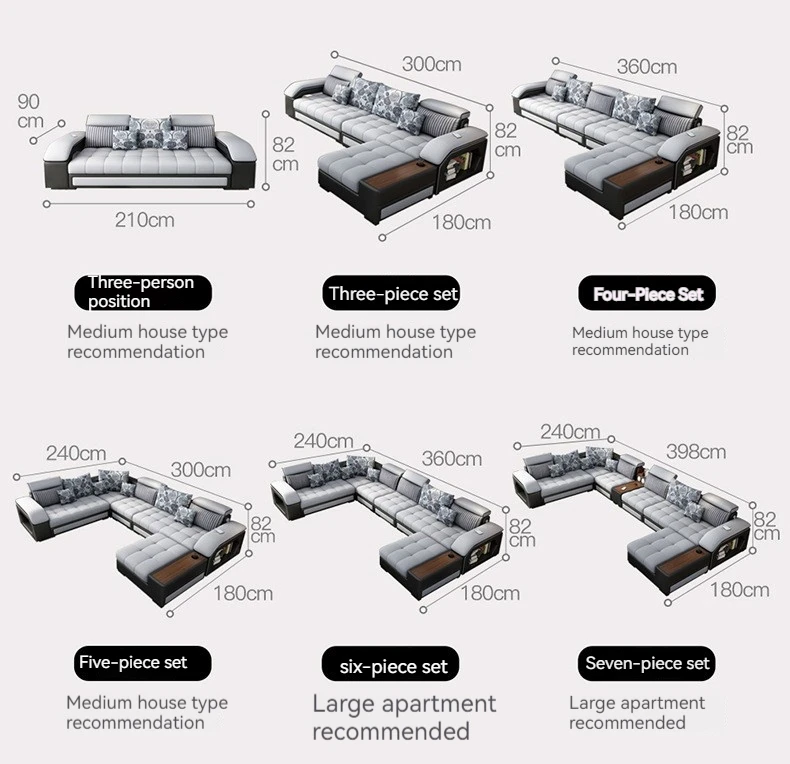 Modern Design Functional Fabric Wood Cushion Beige I Shape Lounge 7