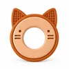 Anneau de dentition en silicone en bois chat marron