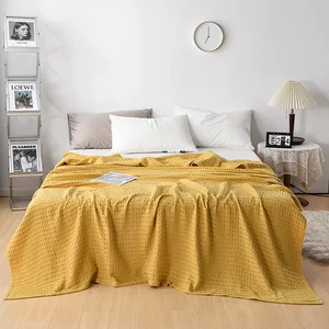 Waffle Cotton Eco-Friendly Plain All-Season Soft Blanket