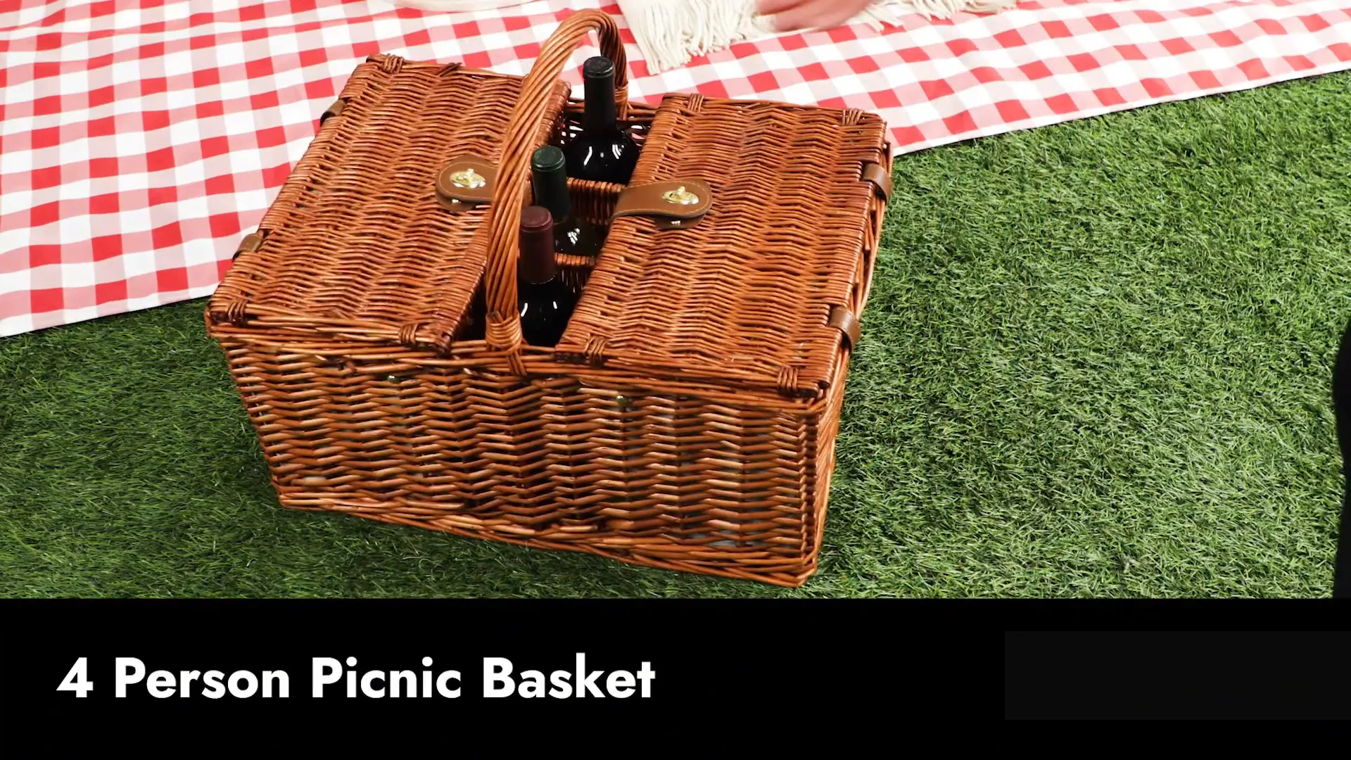 Jy Bulk Picnic Baskets Wood Sea Grass Picnic Gift Basket Metal Portable